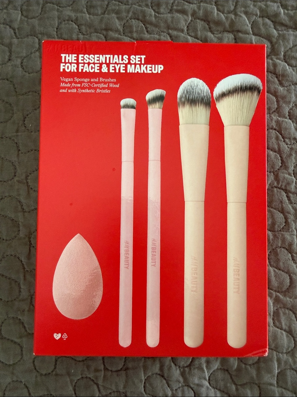 H&M Pink & Cream Face & Eye Makeup Brush & Sponge Set